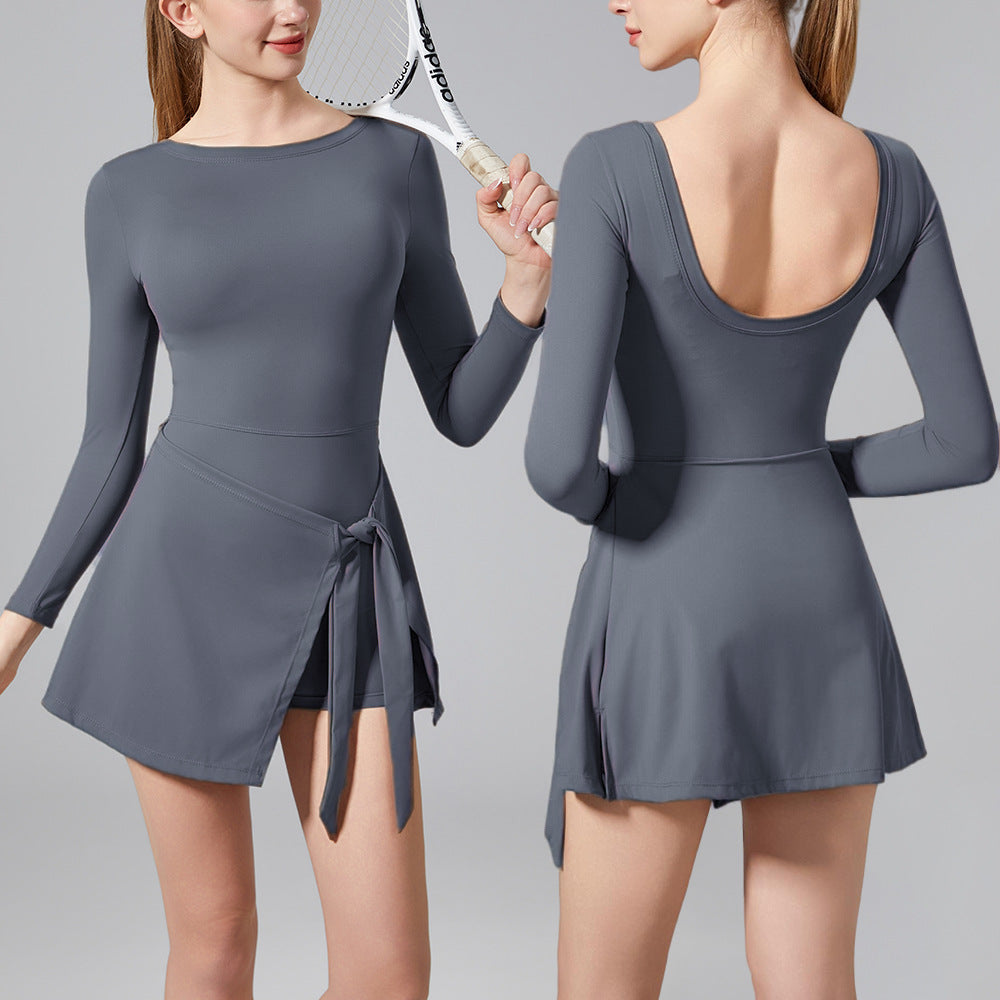 Fake Two-Piece Anti-Exposure Outdoor Sports Tennis Skirt Dress