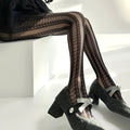 Women's Vintage Red JK Stockings, Spring & Autumn Love Heart Fishnet Jacquard Slimming Pantyhose