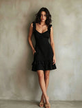 Summer French-style Chic V-neck Ruffle Hem Dress