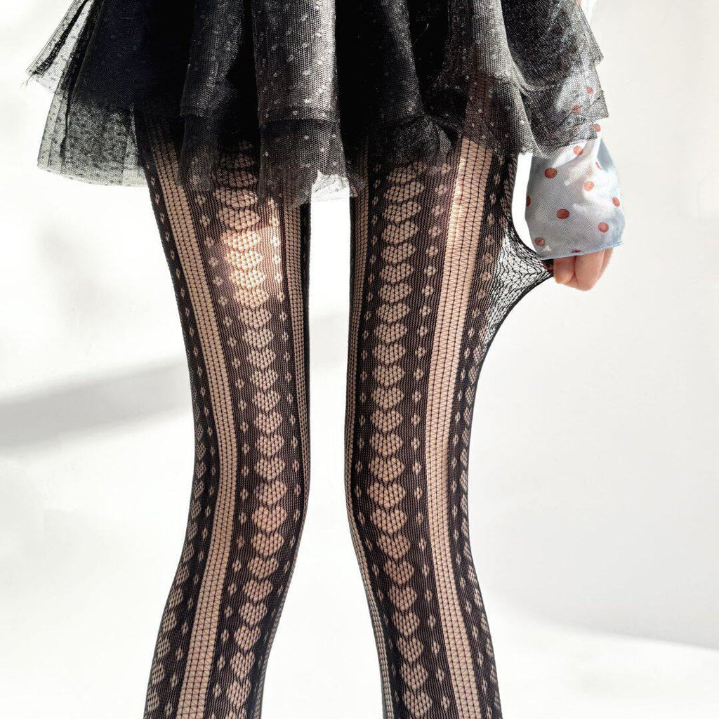 Women's Vintage Red JK Stockings, Spring & Autumn Love Heart Fishnet Jacquard Slimming Pantyhose