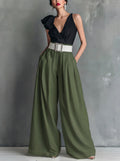 Fashionable Versatile High-waisted Loose-fitting Solid-color Casual Pants