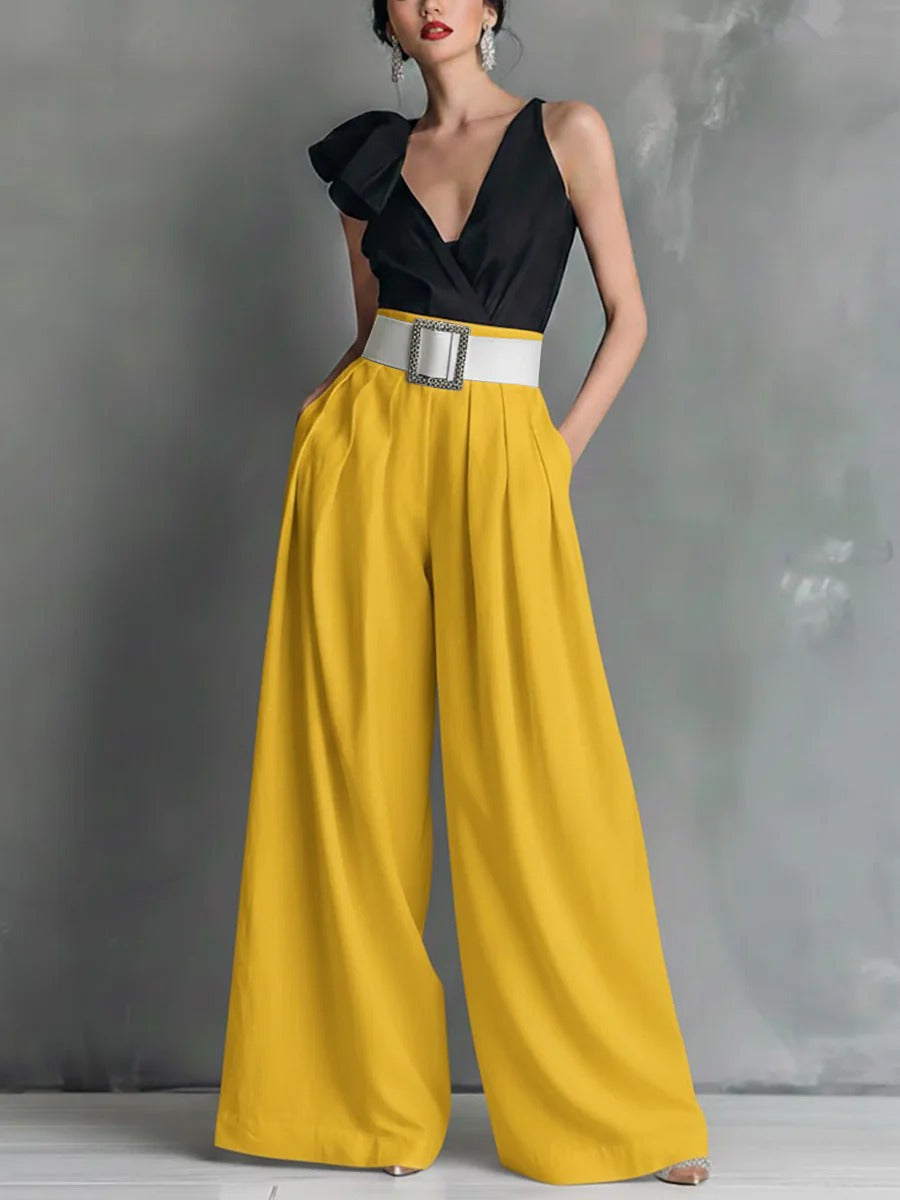 Fashionable Versatile High-waisted Loose-fitting Solid-color Casual Pants