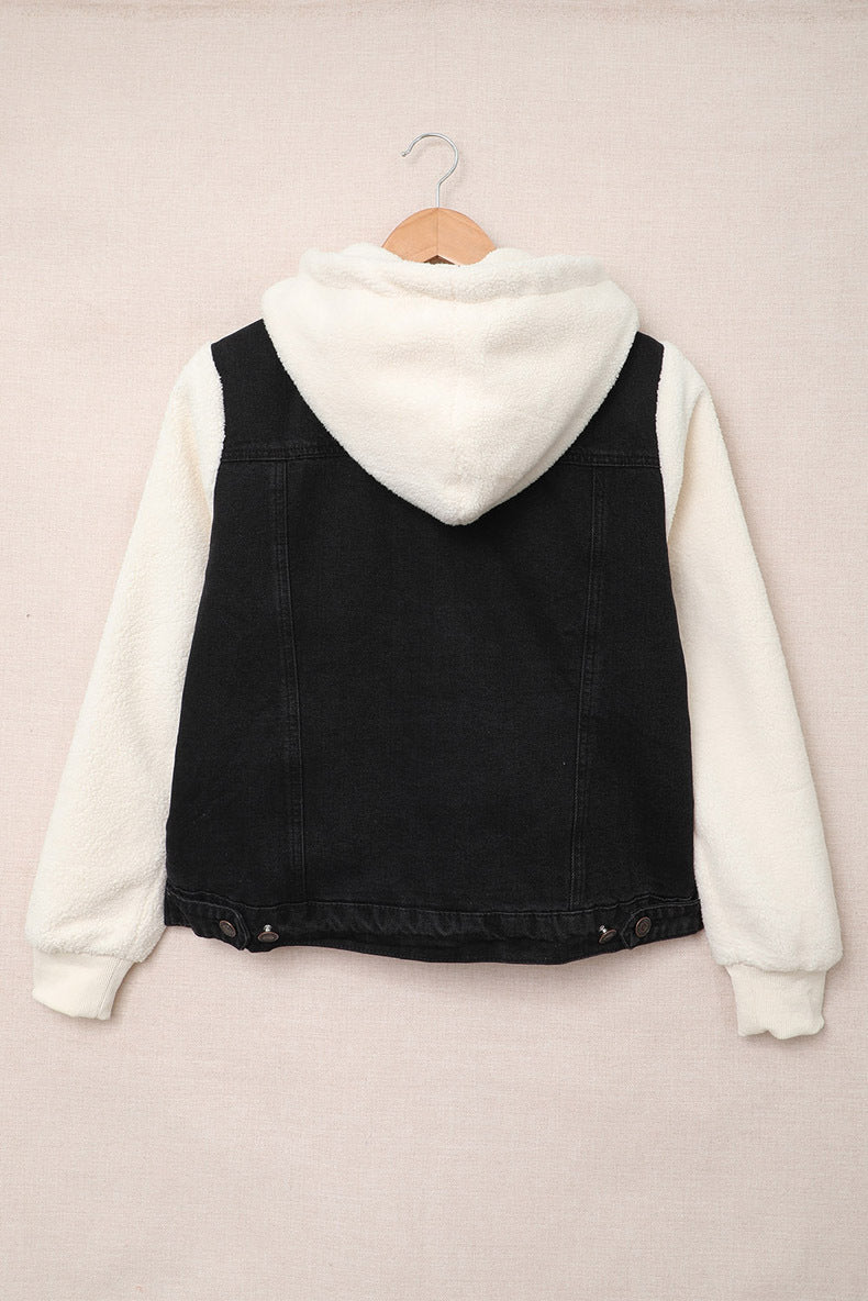 Casual Women's Stitching Loose Hooded Denim Jacket