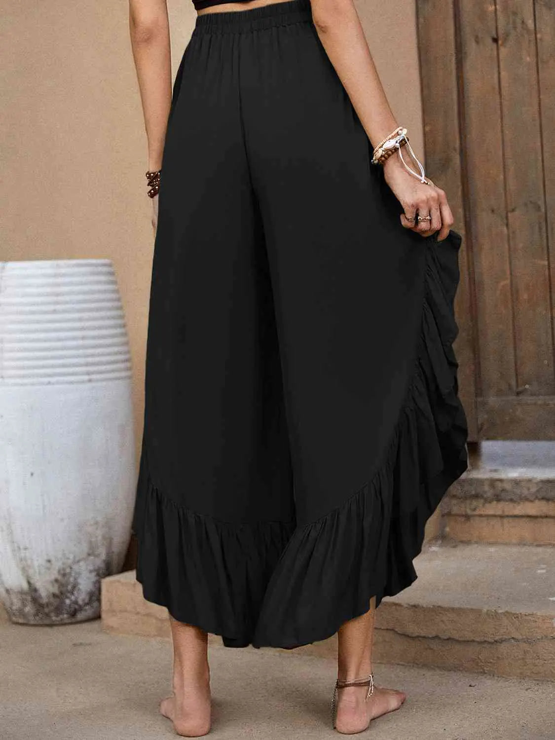 Enzo Chic Ruffle Long Pants